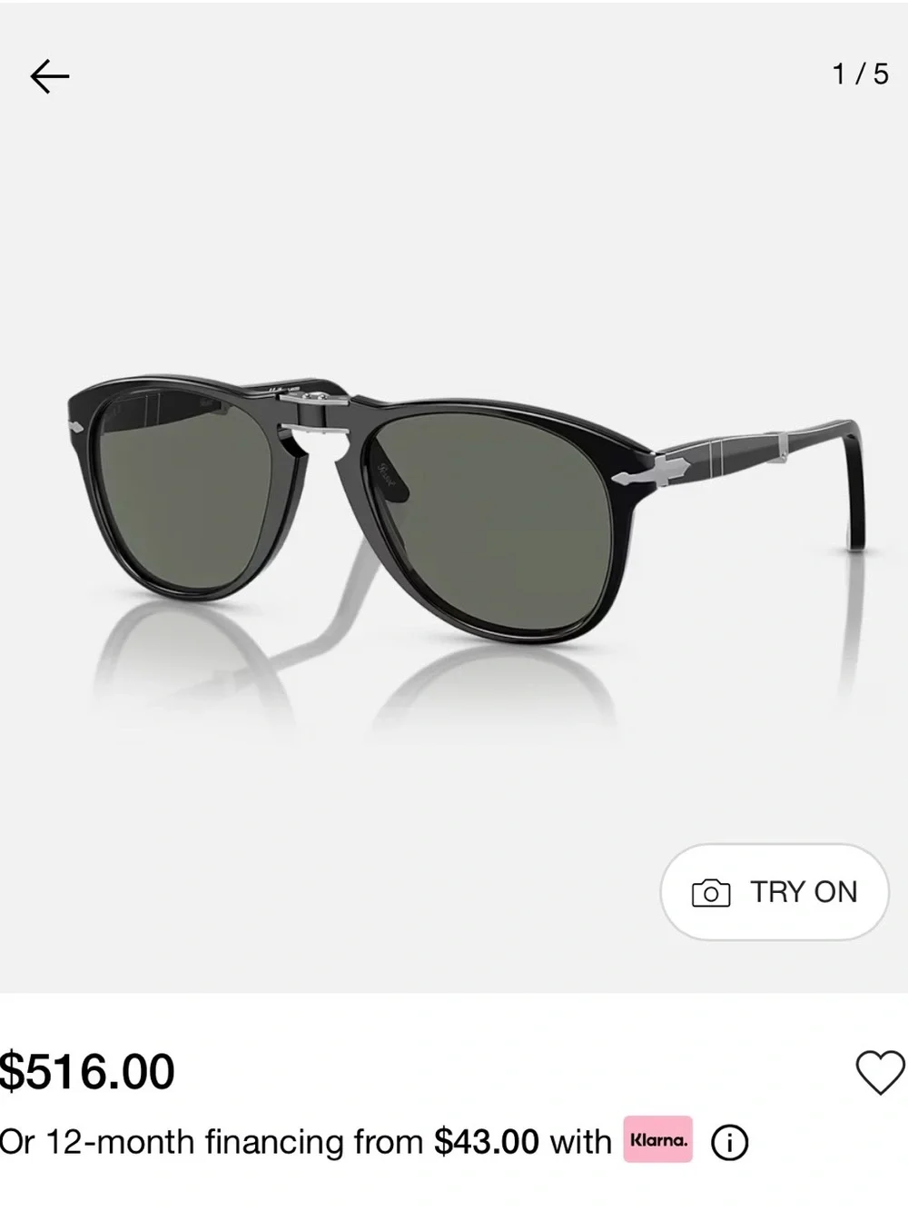 Persol Men’s Foldable Black Sunglasses